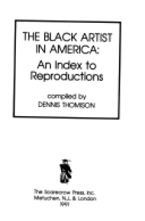 The Black Artist in America: An Index to Reproduction